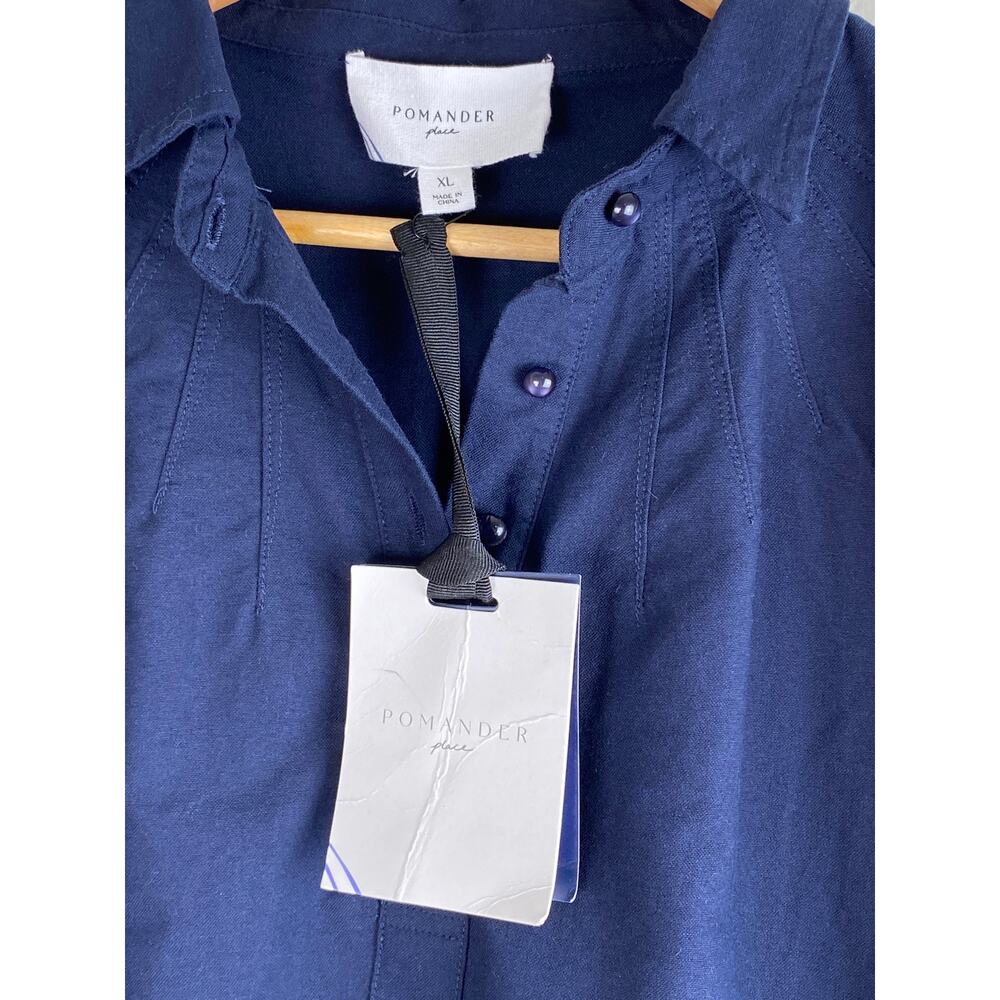 Tuckernuck Polly Mini Dress Navy Cotton Collared Shift XL NWT - Picture 11 of 14